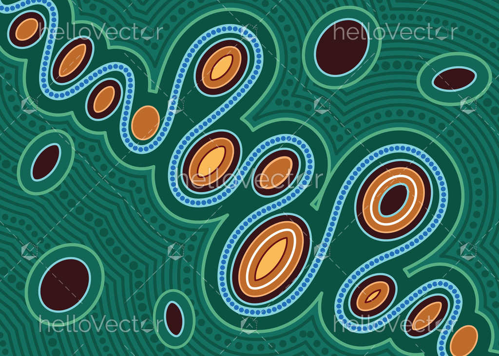 River, Aboriginal art vector painting with river - Download Graphics ...