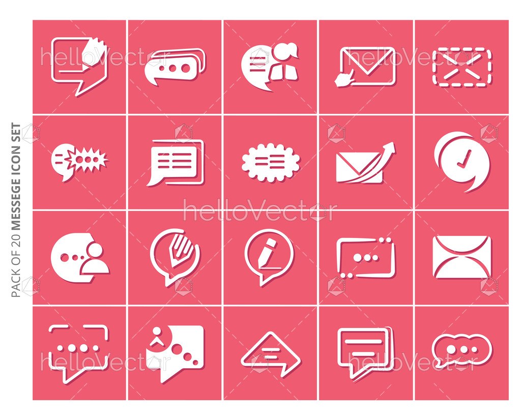 Chat flat icons set for website and mobile app. Download Graphics & Vectors