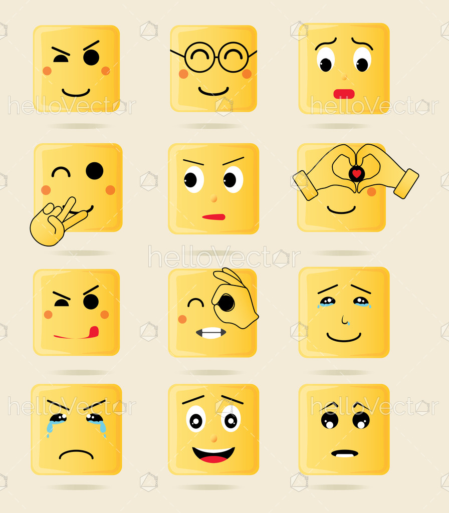 Mixed emoji set Vector illustration Download Graphics & Vectors