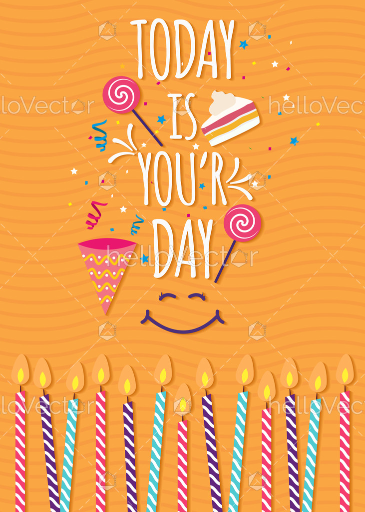 Yellow birthday background with typography Vector Illustration