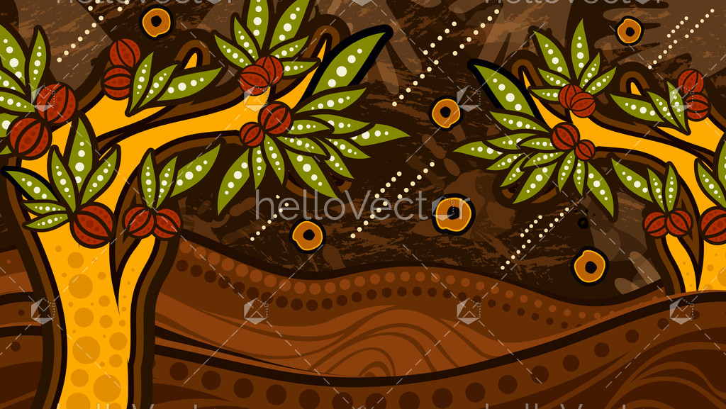 Bush tucker tree aboriginal art - Download Graphics & Vectors