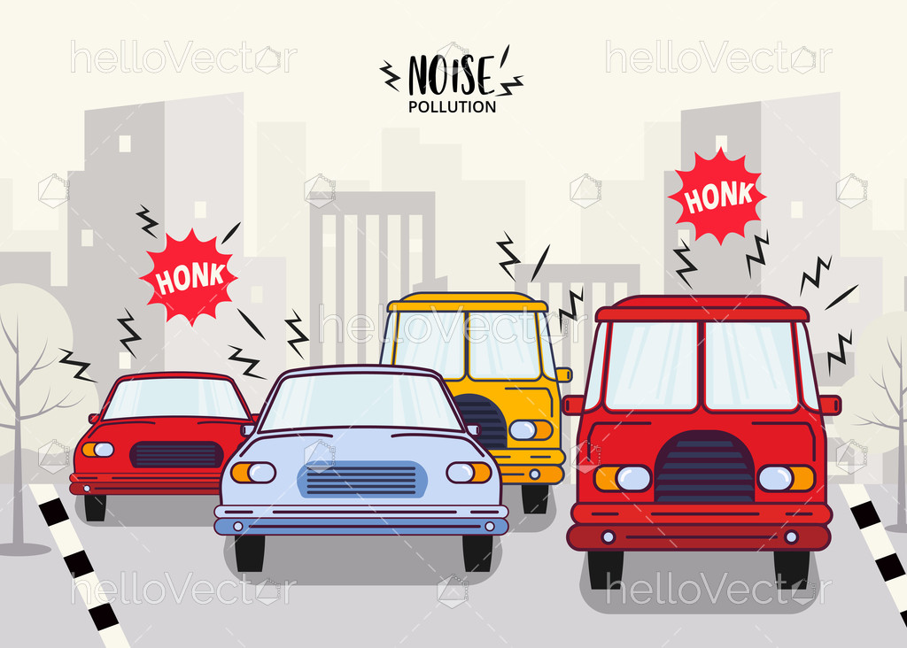 Noise Pollution By Vehicles Vector Illustration Download Graphics