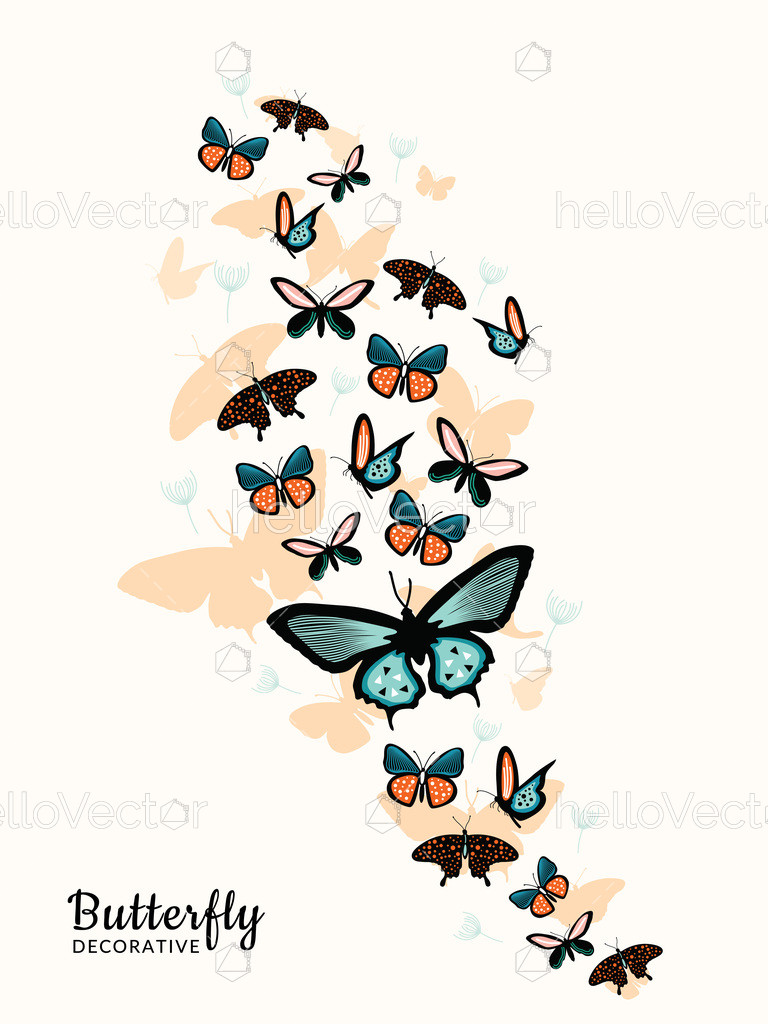 Butterfly Wall Decoration Vector Illustration Download Graphics