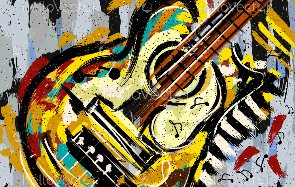 Abstract Guitar Art Illustration Download Graphics & Vectors