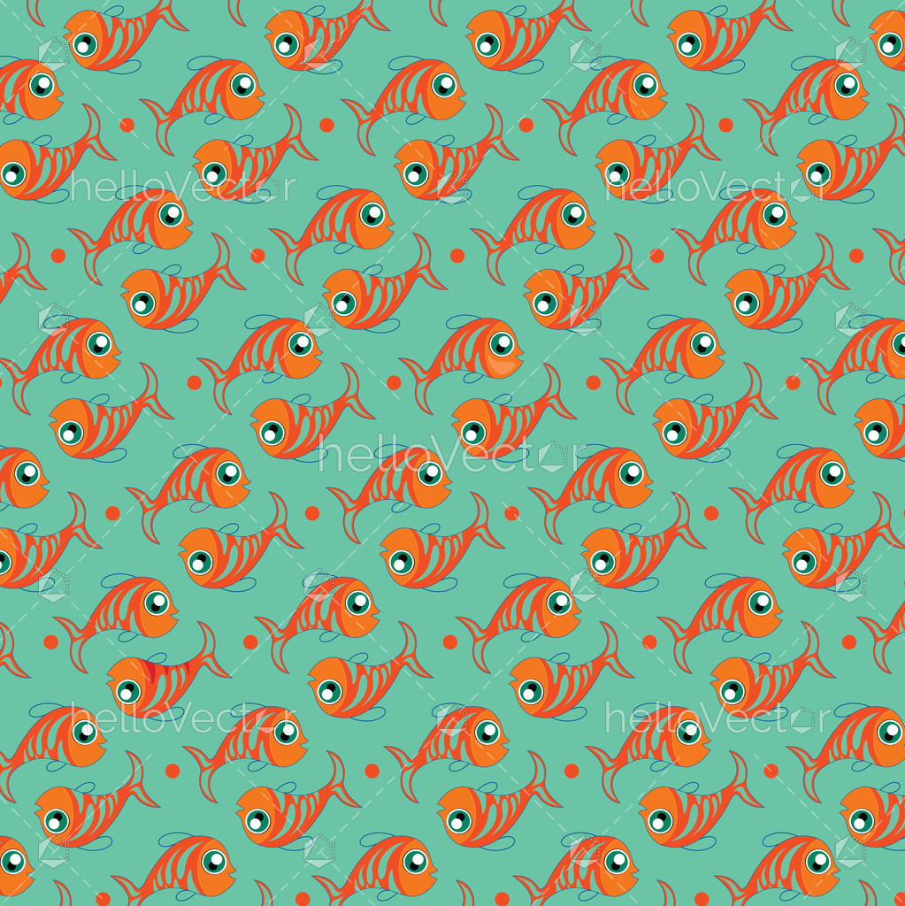 Fish background vector. Seamless pattern of simple fish illustration