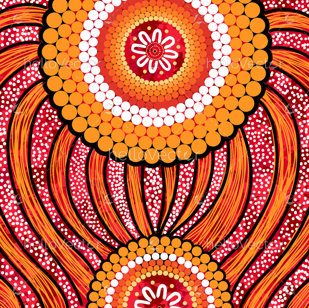 Yellow aboriginal dot art background - Download Graphics & Vectors