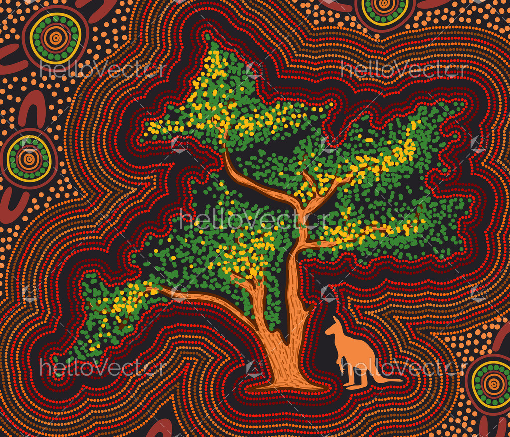 Wattle tree aboriginal art Download Graphics & Vectors
