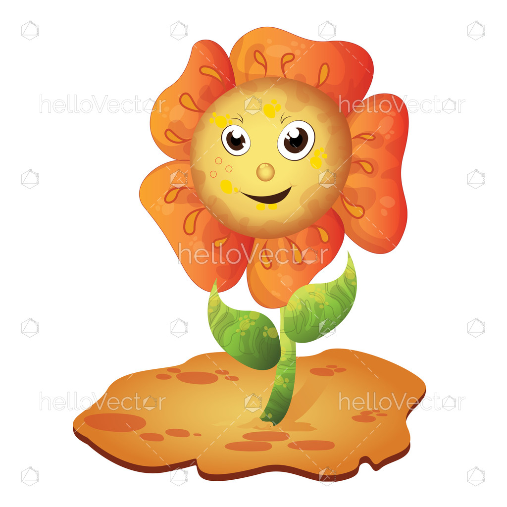 Cartoon happy sunflower character Vector illustration Download
