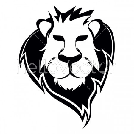 Lion face black and white - Vector Illustration
