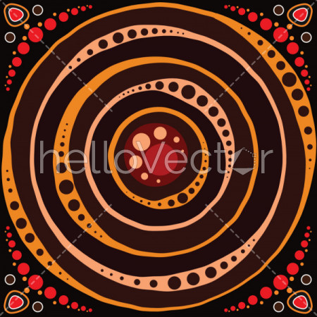 Illustration based on aboriginal style of dot background.