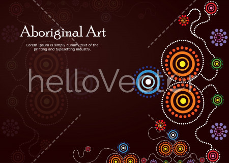 Vector Banner with text. Aboriginal art illustration.