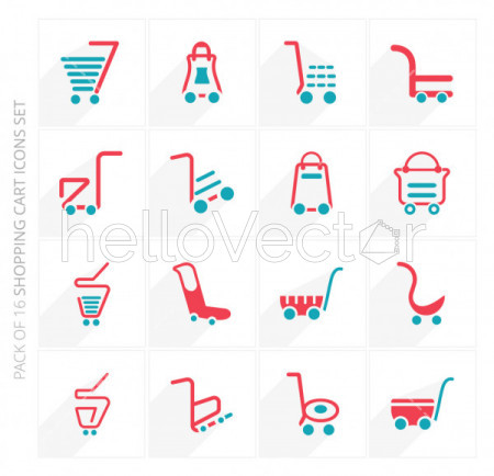 Shopping cart vector icons set