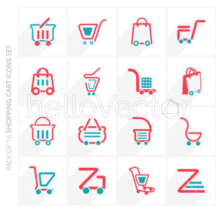 Shopping cart vector icons set