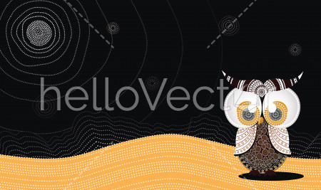 Aboriginal Painting With Owl Vector.