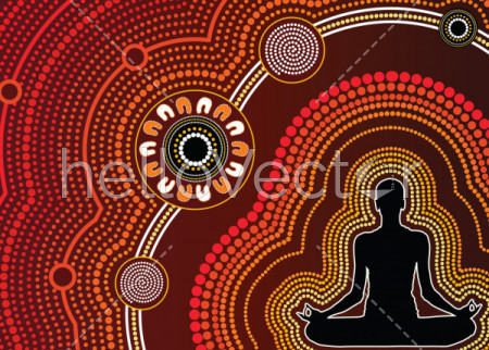 Meditation background vector, Illustration based on aboriginal style of dot background