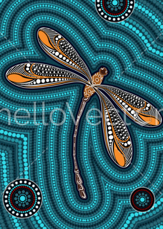 Dragonfly aboriginal art vector background