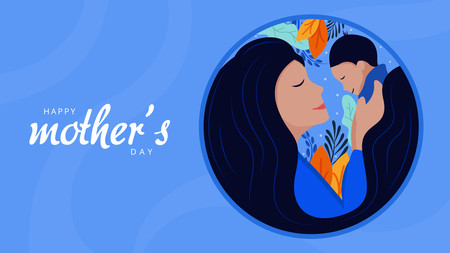 Mother holds her baby, Happy mother's day graphic design