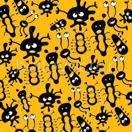 Seamless pattern of bacteria, germs and viruses - Vector background illustration