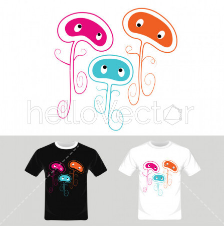Cartoon characters vector - T-shirt graphic design