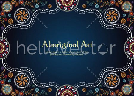 Aboriginal art vector Banner with text. Illustration based on aboriginal style of dot painting.