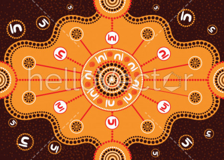 Meeting place, aboriginal art vector painting