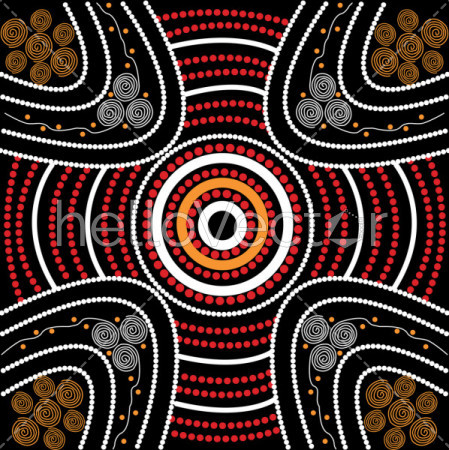 Illustration based on aboriginal style of dot painting.