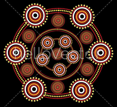 Illustration based on aboriginal style of dot painting.
