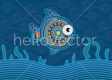 Blue aboriginal dot art background - Download Graphics & Vectors