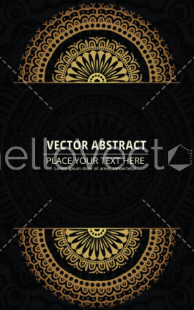 Abstract floral effect banner with text. Mandala design texture background - Vector