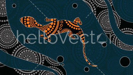 Lizard vector, Aboriginal art background with lizard.