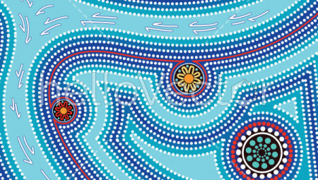 River, Connection concept, Aboriginal art vector background with river