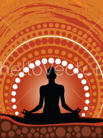 Meditation background vector, Illustration based on aboriginal style of dot background