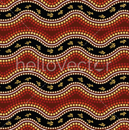 Aboriginal art vector background with kangaroo track
