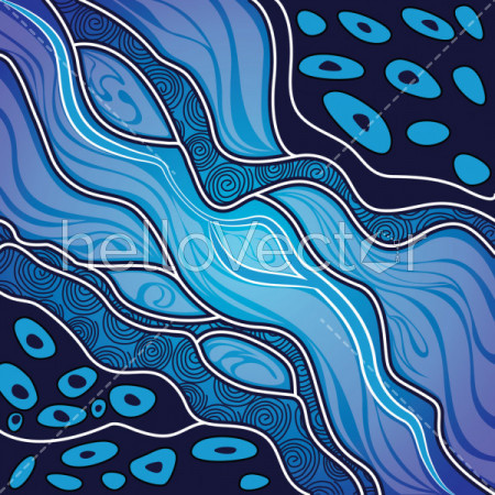 Aboriginal art vector painting - River concept