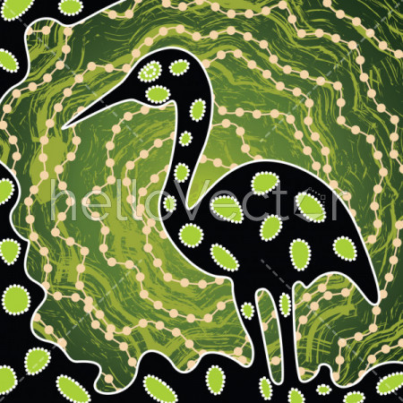 Aboriginal dot art painting with Emu - Vector Illustration