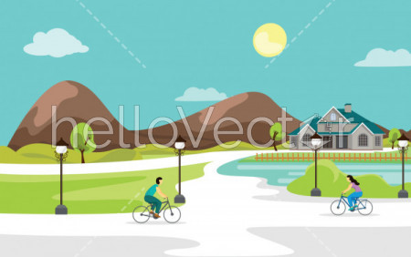 Urban landscape vector background.